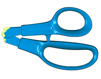 polygonal mesh preview of an organic scissors handle