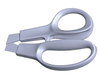 nurbs model preview of an organic scissors handle